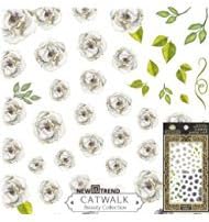Catwalk Premium Peel-N-Stick Nail Stickers (Muted White Gray Roses)
