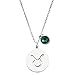 KUIYAI Stainless Steel Zodiac Sign and Birthstone Charm Necklace Bracelet (May-Taurus necklace)