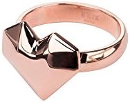 INOX Ladies 316L Rose Gold Tone IP Plated Stainless Steel Polished Heart Ring Size 7