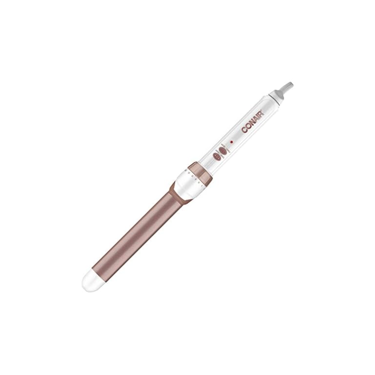 Conair Double Ceramic Curling Wand, 1 Inch Curling Wand, White / Rose Gold
