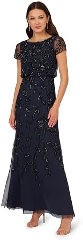 adrianna papell sleeveless tea length dress black Adrianna Papell Sleeveless Notch Neck Tiered Mesh Gown