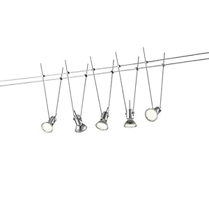 Trio Leuchten Basic 770010587 Led-kabelsysteem, metaal, titaniumkleurig, 5 x 3 watt