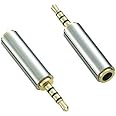 Josi Minea x 3 Pcs 2.5mm Male to 3.5mm Female Audio Adapter Converter Headphone Earphone Headset 3 Ring Jack - Stereo or Mono [ 3 Pack ]