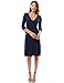 PattyBoutik Women V Neck Faux Wrap Long Sleeve Knit Dress (Navy Blue Small)