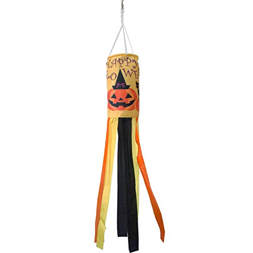 PINCHUANG 40 Inch Halloween Pumpkin Windsock Flag, Halloween Windsock Outdoor Hanging Decoration for Front Yard Patio Lawn Garden Party Decor (Halloween Cat Windsock) - Thumbnail 6