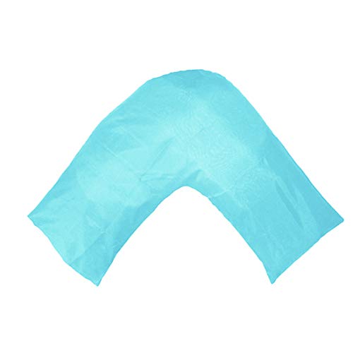 Gyulin Silky Soft Satin Soild Envelope Style V Shaped/Tri/Boomerang Pillow Cover Pillowcase Pillow Protector Cushion Cover for Orthopaedic/Pregnancy/Nursing Pillows,Only Cover No Insert Water Blue