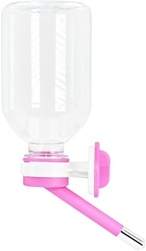 Meicent Patented No Drip Small Animal Water Bottle,100% BPA Free Plastic Bottle,Mini Nozzle 6mm,Automatic Feeding Water Dispenser for Dogs &amp; Cats,Small Animals (Bunny,Guinea Pig,Hamster) (Pink)