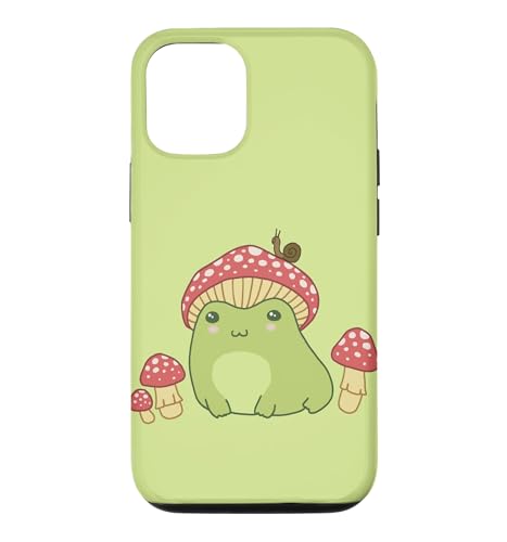 Frog with Mushroom Hat and Snail, Cottagecore Aesthetic Case for iPhone 12/12 P…