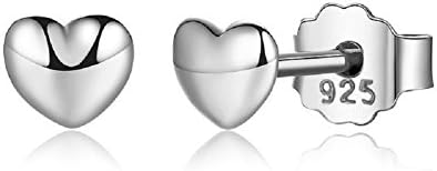 Earrings Women Sterling Silver Various Styles Hoop&Heart&Star Girls Children Earings Studs (Silver&Heart)