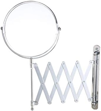 WUDHAO Wall-Mounted Makeup mirror Retractable Wall Mirror Home Metal Folding 7 Inch Makeup Mirror Bathroom 3X Magnifying Mirror (Color : Silver, Size : 7 inch 3 X)