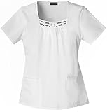 Cherokee Square Neck White Scrub Top