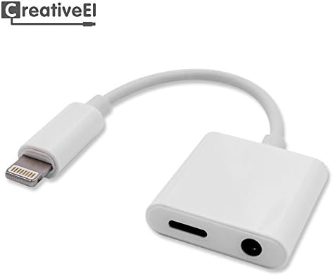iPhone 7 Headphone Adapter, iPhone 7 Plus Audio Adapter, Charge Adapter, Earphone Adapter 2 in 1 Lightning 3.5mm Headphone Adapter Cable by CreativeEI