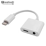 iPhone 7 Headphone Adapter, iPhone 7 Plus Audio Adapter, Charge Adapter, Earphone Adapter 2 in 1 Lightning 3.5mm Headphone Adapter Cable by CreativeEI