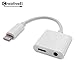 iPhone 7 Headphone Adapter, iPhone 7 Plus Audio Adapter, Charge Adapter, Earphone Adapter 2 in 1 Lightning 3.5mm Headphone Adapter Cable by CreativeEI