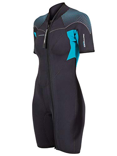 Henderson Thermoprene PRO 3mm Womens Front Zip Wetsuit 14 Black/Aqua - Thumbnail 2