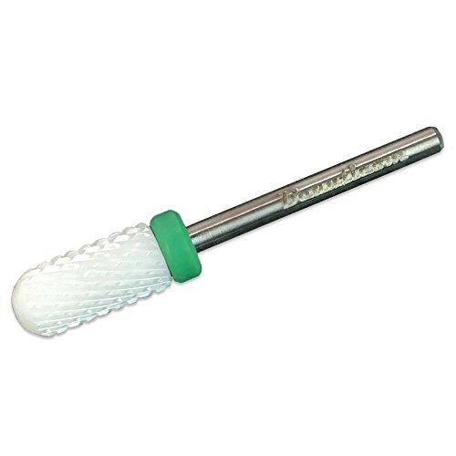 Beauticom Professional USA Ceramic White Smooth Top Small Barrel Bit Nail Drill (Grit: COARSE) 3/32" Shank Size