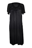 EZI Women's Satin Silk Short Sleeve Sequins Nightgown