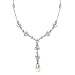 Mariell Freshwater Pearl and CZ Tulip Dangle Wedding Necklace - Silver Platinum Plated Jewelry for Brides