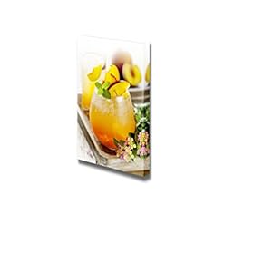 Canvas Prints Wall Art - Refreshing Summer Cocktail with Peach | Modern Wall Decor/Home Decoration Stretched Gallery Canvas Wrap Giclee Print & Ready to Hang - 18" x 12"