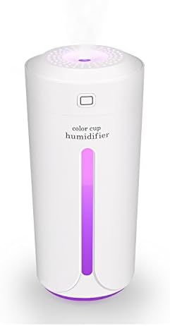 bong Cool Mist Humidifier Portable USB Quiet Operation Air Humidifiers Purifier For Cars Office Desk Bedroom Home Babies Kids, 230ML Mini Cup Humidifier With LED Night Light (White)