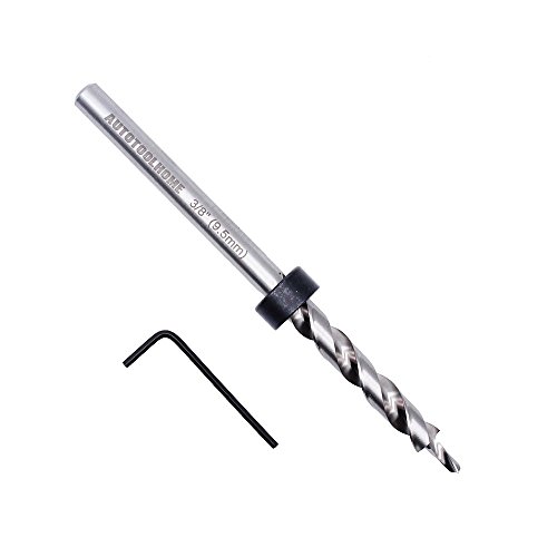 AUTOTOOLHOME 3/8" Replacement Twist Step Drill Bit with Depth Stop Collar 6.5" Length for Manual Pocket Hole Jig Master System
