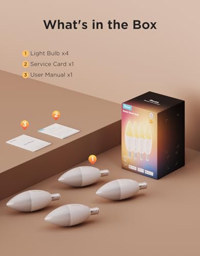 Govee Smart Light Bulb E14, RGBWW LED Lamp, Works with Matter, Alexa, Google Assistant, Smart Bulb E14 Light Bulb 450 LM, Dimmable with 16 Million DIY Colours, 54 Scenes, Pack of 4