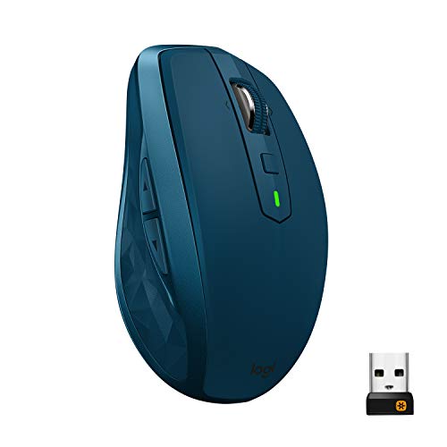 Logitech MX Anywhere 2S Wireless Mouse - Use On Any Surface, Hyper-Fast Scrolling, Rechargeable, Control up to 3 Apple Mac and Windows Computers and laptops (Bluetooth or USB), Midnight Teal