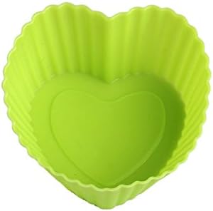 BESICA Silicone Cupcake Mold Egg Tart Baking Cup- Pudding Pan (Heart)
