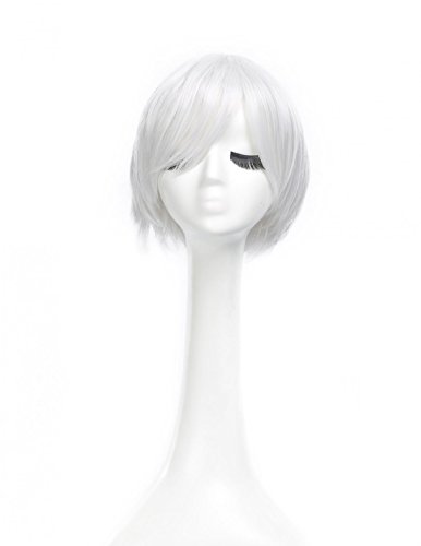 LOUISE MAELYS Men's Short Hair Anime Cosplay Costume Wig Silver White