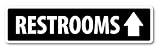 Grafken: GR1294 Plastic Sign SMALL 12 in x 3 in: RESTROOMS. Arrow UP (black/white) Style 1