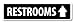 Grafken: GR1294 Plastic Sign SMALL 12 in x 3 in: RESTROOMS. Arrow UP (black/white) Style 1