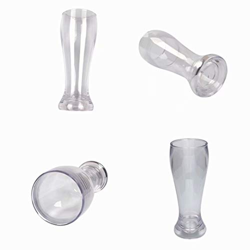Unbreakable Classic Clear Hard Plastic Pilsner Beer Glasses Large Size 16 oz-Pack of 4