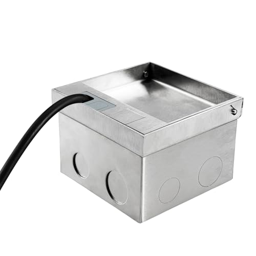 AC 250V Embedded Socket Box, Stainless Steel Hidden 3 Holes Floor Outlet with Computer Network Cable Jack, Concealed Socket Recessed Floor Electrical Outlet Box Kit for Conference Room Countertop