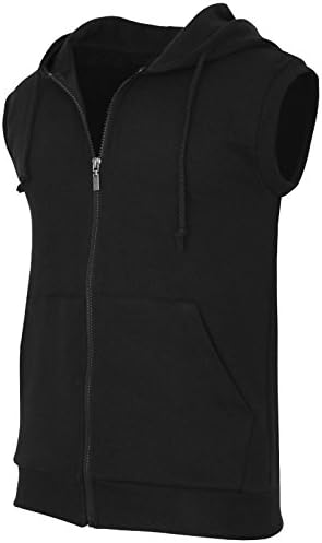 BCPOLO Men's Casual zip-hoodie vest Cotton Sleeveless Zip up Hoodie Vest