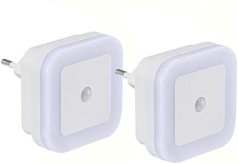Apark Night Light with Light Sensor, LED Closet Light, Wall Light for Bedroom, Bathroom, Kitchen, Hallway, Stairs, Energy Efficient, Compact, 2-Pack (EU Plug) (White)