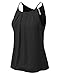 JJ Perfection Women's Round Neck Front Pleated Chiffon Cami Tank Top Black S