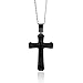 Cross Necklace for Men with Large Pendant and 24 Inch Curb Chain (Black)