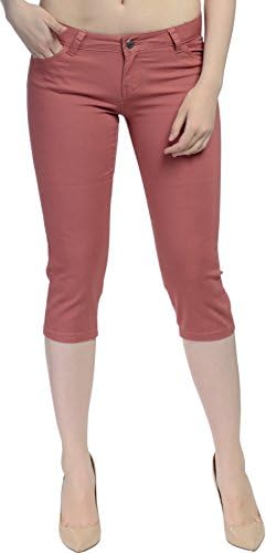 Hey Collection Juniors Plus-Size Brushed Stretch Twill Skinny Capri Jeans,2X Plus,Marsala