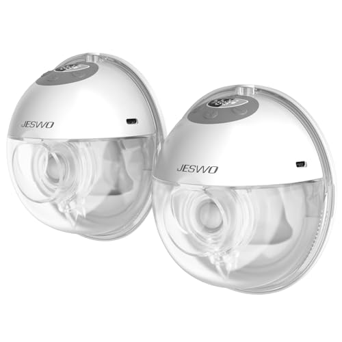 JESWO Extractor de Leche Electrico portatil, Extractor de Leche Manos Libres Recargable, 4 Modos y 9 Niveles, Pantalla LED, Ultra Silenciosa y Sin Dolor, con Flange de 27mm, 24mm, 21mm