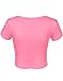 Cute Soft Slim Fitted Short Sleeve Scoop Neck Crop Tops