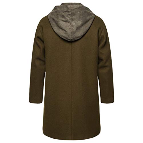 DDLmax Men Casual Trench Coat Fashion Business Long Slim Hooded Overcoat Jacket Outwear Army Green - Thumbnail 2