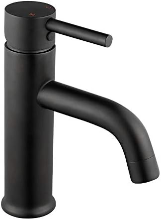 ANZA Bathroom Faucet Single Handle One Hole Lead-free Brass Lavatory Faucet Matte Black