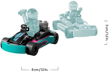 Lego city karts e pilotos de corrida, 2 minikarts de brinquedo, conjunto de construção com 2 minifiguras de motorista, carros de competição, presente para meninos e meninas de 5 anos ou mais 60400
