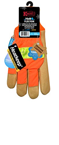Kinco-HydroFlector-Lined-Hi-Vis-Orange-Waterproof-Grain-Pigskin-Palm-with-Knit-Wrist-Glove