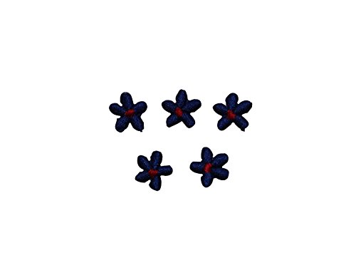 ID 6411 Lot of 3 Small Blue Flower Patch Daisy Bloom Embroidered IronOn Applique