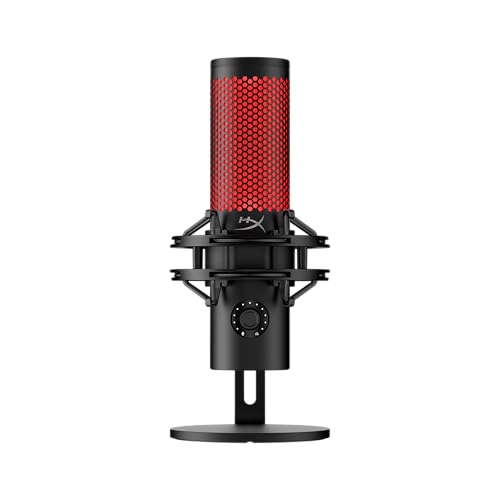 HyperX QuadCast 2, Microfono da Gaming, USB a condensatore, Antivibrazione e Antiurto, Indicatore LED, Software HyperX NGENUITY, Compatibile con PC, PS5, PS4, Mac, Switch, Nero/Rosso