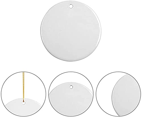 TOFOCO COM 2021 Christmas Ceramic Ornaments Sublimation DIY Personalized Round Blank Ornament with UV Printing for Home Decor Christmas Tree Ornament Wedding Hanging Accessories 10PCS
