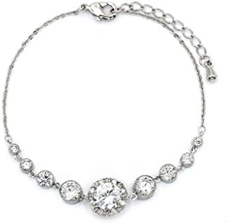 Ocean Fashion electrocardiogram crystal bracelet (Silver, brass)