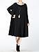 Mordenmiss Women's New Fall Round Neck Large Hem Pullover Dress (Black) One Size