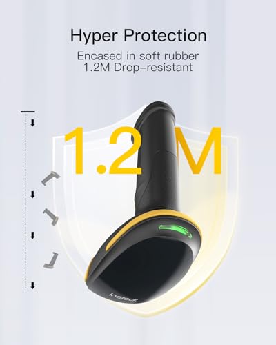 Inateck BCST-21 Wireless 1D Barcode Reader, 3 in 1 Barcode Shower Compatible with Bluetooth and 2.4GHz Wireless and USB Wired, 2000mAh with APP and SDK, for Android iOS PC, BCST-21